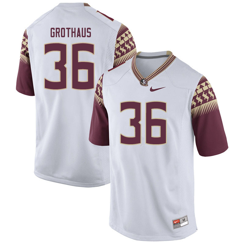 Men #36 Parker Grothaus Florida State Seminoles College Football Jerseys Sale-White - Click Image to Close